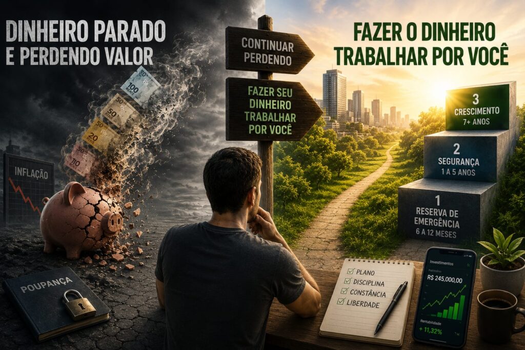 Casal planejando investimentos - 7 erros que fazem o dinheiro sumir e como investir